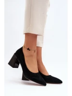 Sametové lodičky na podpatku černé model 21649291 - VINCEZA