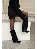 Kozačky S Svrškem Na Podpatku Černé model 21681450 - Boto