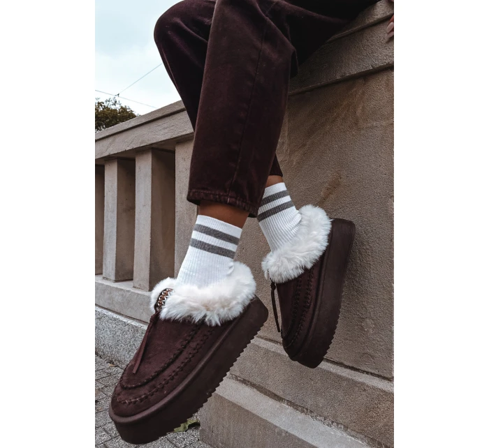 Dámské sněhule s kožíškem na platformě čokoládové model 21714860 - Boto Dámské sněhule s kožíškem na platformě čokoládové model 21714860 - Boto