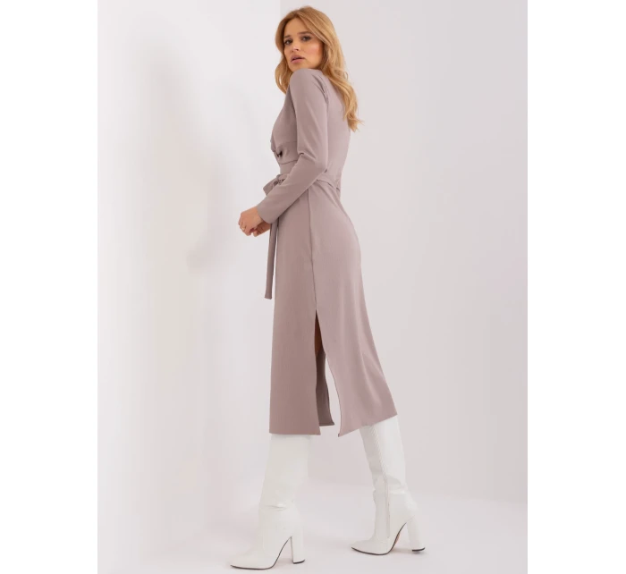 Sukienka LK SK model 19394546 ciemny bezowy - FPrice Sukienka LK SK model 19394546 ciemny bezowy - FPrice