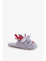 Vánoční pantofle s motivem soba šedé Sylaia