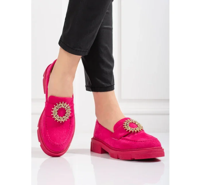 Designové polobotky dámské růžové na plochém podpatku Designové polobotky dámské růžové na plochém podpatku