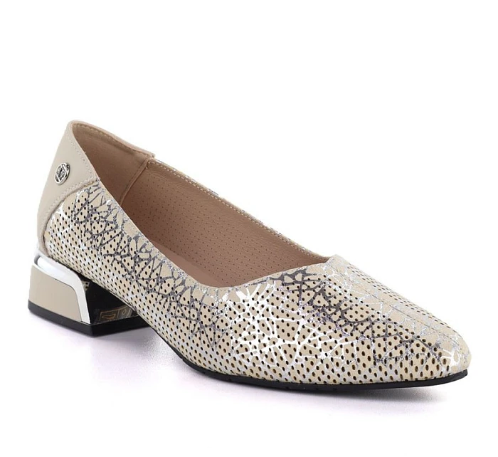 Dámská kožená prolamovaná obuv béžová Vinceza model 22081849 - Hikvision