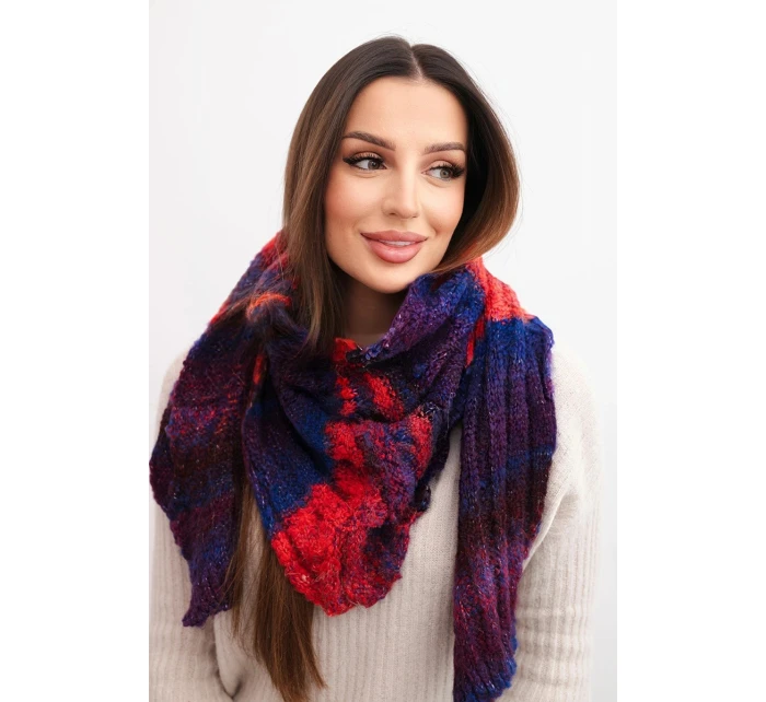 Komin dámský vlněný melírovaný měkký šátek na zimu KN20 fialový