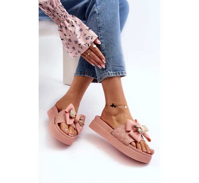 Dámské Žabky S Mašlí a Medvídkem Růžové model 21648652 - Boto