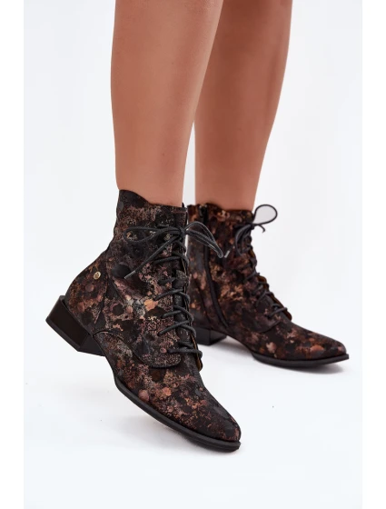 vzorované kotníkové boty na ploché podrážce model 21714005 - Maciejka