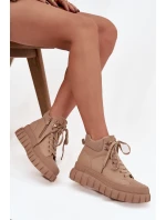 Dámské zateplené kozačky trapery na platformě Camel model 21747749 - Boto Dámské zateplené kozačky trapery na platformě Camel model 21747749 - Boto