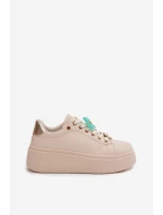 Dámské tenisky na platformě s přívěsky Medvídek Srdce Béžové Selorissa Dámské tenisky na platformě s přívěsky Medvídek Srdce Béžové Selorissa