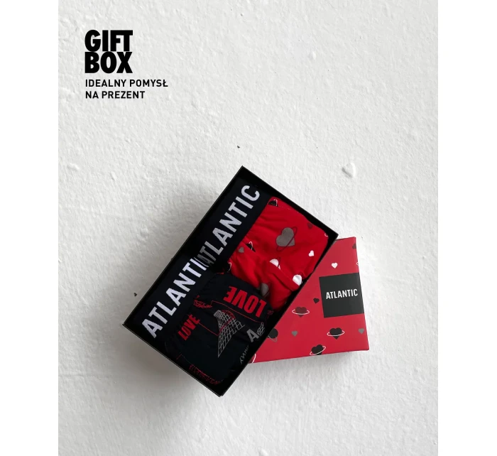 Pánské boxerky Love 2Pack + černá, červená model 20381184 - Atlantic Pánské boxerky Love 2Pack + černá, červená model 20381184 - Atlantic