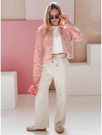 Dámská krátká džínová bunda PASTELLO růžová FashionStreet TY4909