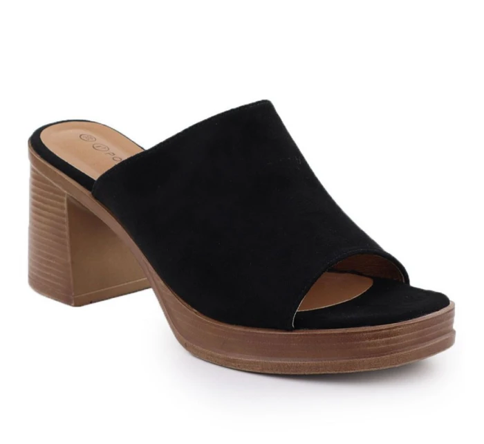 Dámské semišové žabky na jehlách černé model 22015553 - Potocki Dámské semišové žabky na jehlách černé model 22015553 - Potocki