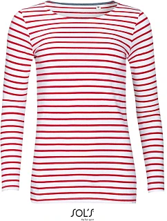SOL'S Marine Women Dámské pruhované tričko s dlouhým rukávem 25.1403 white/red