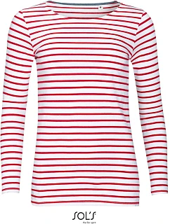 SOL'S Marine Women Dámské pruhované tričko s dlouhým rukávem 25.1403 white/red