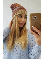 Krystyna fleecová čepice K207 hnědá+béžová