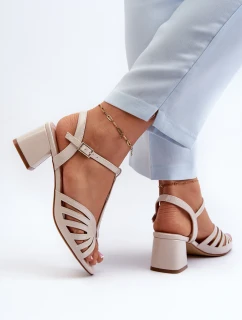 dámské sandály na podpatku  Béžové model 21659197 - SERGIO LEONE