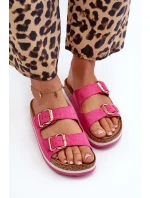 Dámské žabky na platformě s přezkami z ekokoženky fuksiové Ursila Dámské žabky na platformě s přezkami z ekokoženky fuksiové Ursila