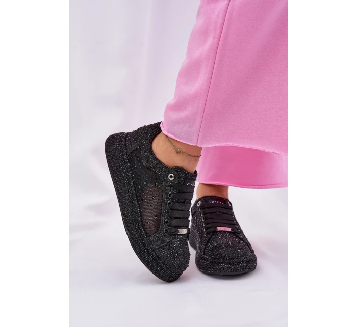 Zdobené tenisky na platformě GOE NN2N4021 černé Zdobené tenisky na platformě GOE NN2N4021 černé