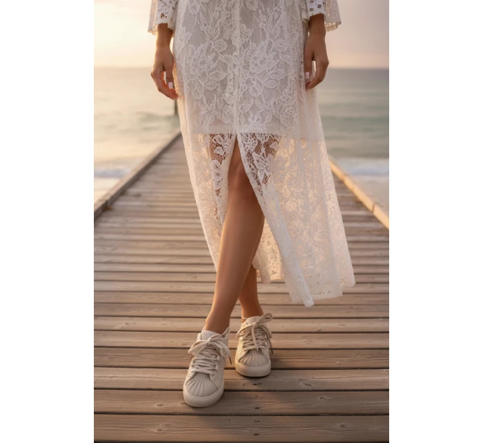 Ozdobené dámské tenisky béžové model 21834860 - Boto Ozdobené dámské tenisky béžové model 21834860 - Boto