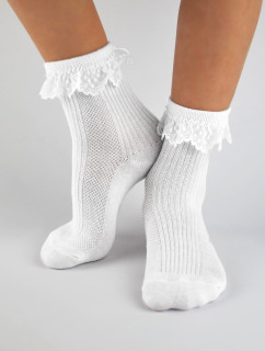 Dívčí ponožky s volánkem SB020 Bílá - Noviti