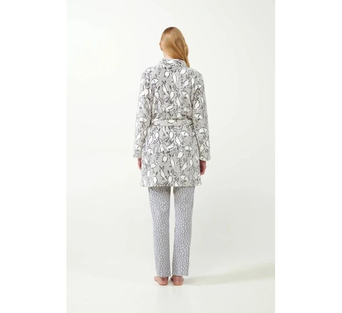 Šedý župan s potiskem model 20516642 - Vamp Šedý župan s potiskem model 20516642 - Vamp