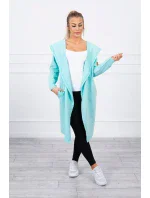 Dlouhý kabát s kapucí mátový