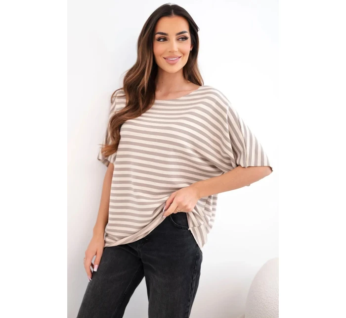 Dámská bavlněná proužkovaná halenka s krátkým rukávem fango