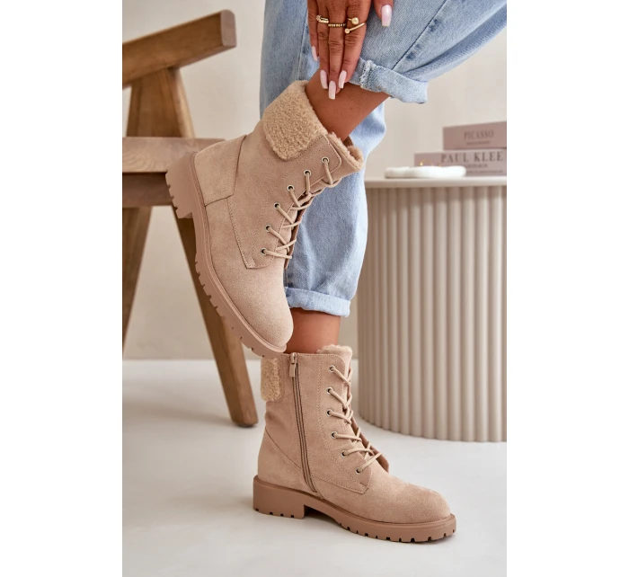 Dámské zateplené boty na zip Beige model 21667404 - Boto Dámské zateplené boty na zip Beige model 21667404 - Boto