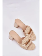 Dámské Pantofle Na Podpatku S Dekorací Béžové model 21689677 - Boto