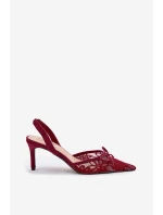 Krajkové Lodičky S Odkrytou Patou Bordové Annivirae Krajkové Lodičky S Odkrytou Patou Bordové Annivirae