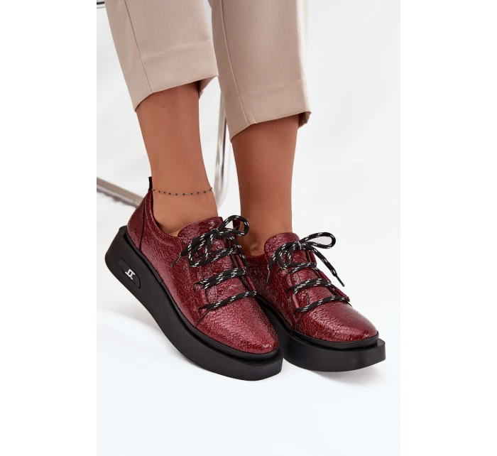 Kožené Lakované Dámské Mokasíny Na Platformě Artiker 57C2046 Bordó