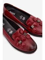 Dámské polobotky na plochém podpatku s ozdobnými květinami Bordó model 22031747 - Boto