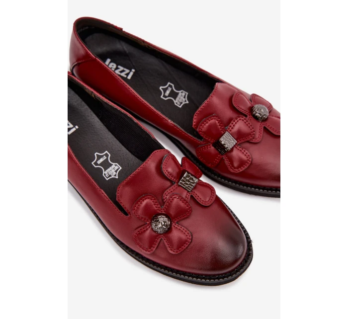 Dámské polobotky na plochém podpatku s ozdobnými květinami Bordó model 22031747 - Boto