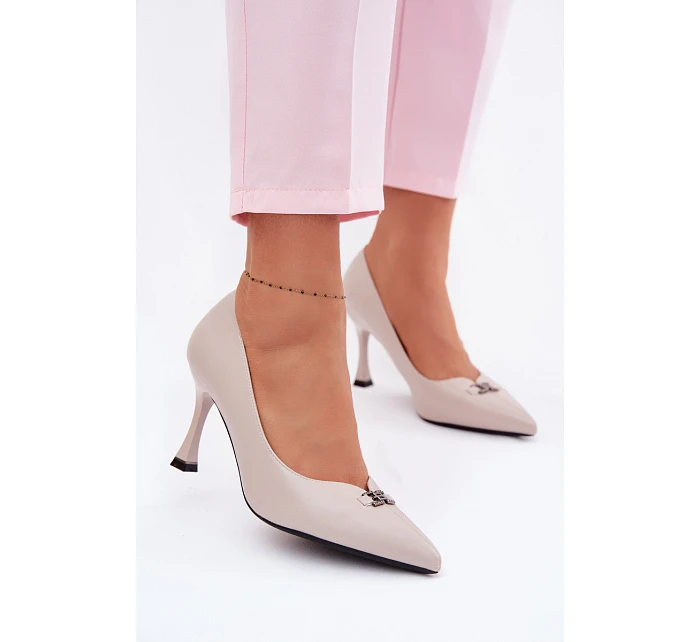 Lodičky Vinceza s ozdobným detailem Světle šedé Lodičky Vinceza s ozdobným detailem Světle šedé