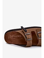 Kožené pánské pantofle s přezkami model 22147582 Hnědé - D.Franklin