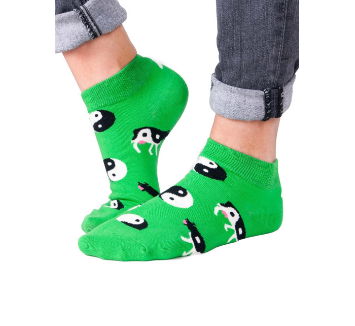 Yoclub Kotníkové vtipné bavlněné ponožky Vzory Barvy SKS-0086U-A700 Zelená