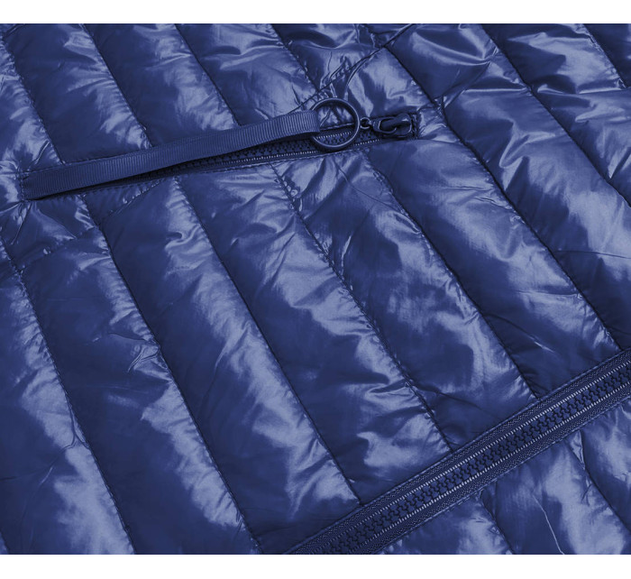Tmavě modrá oboustranná dámská květovaná bunda (PC-7509-35)