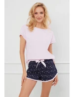 Italská móda Libra crêpe barva:růžová/potisk