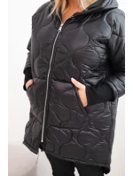 Dámská zimní bunda Plus Size prošívaná s kapucí černá