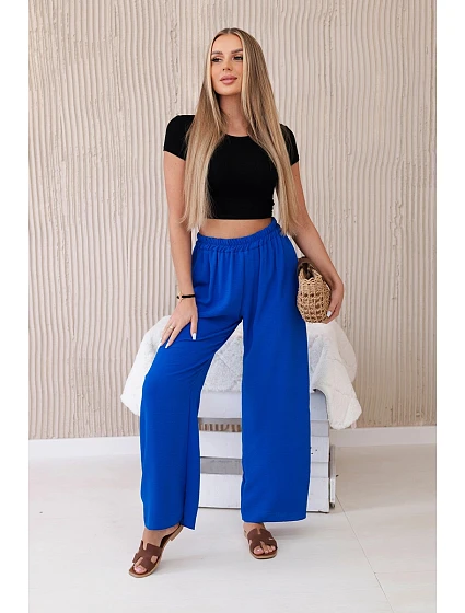 Kalhoty se širokými nohavicemi chrpově modrá