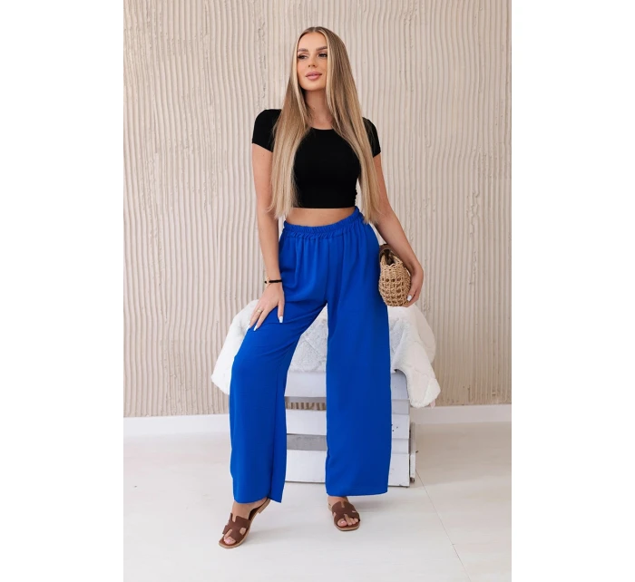 Kalhoty se širokými nohavicemi chrpově modrá