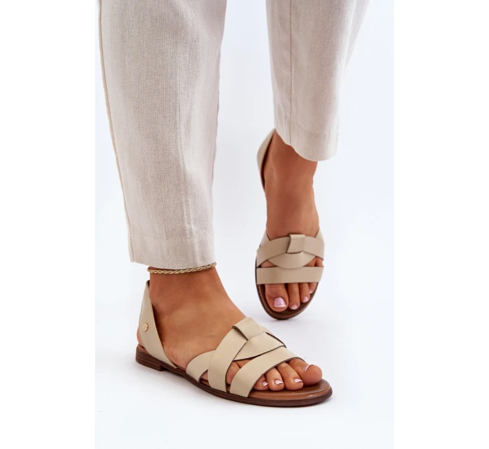 Zazoo 40185 Pohodlné kožené klínové sandály hnědé