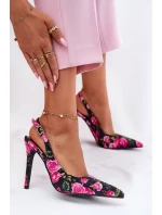 Ozdobené Sandály Na Podpatku S Růžemi Černé Vevessa Ozdobené Sandály Na Podpatku S Růžemi Černé Vevessa