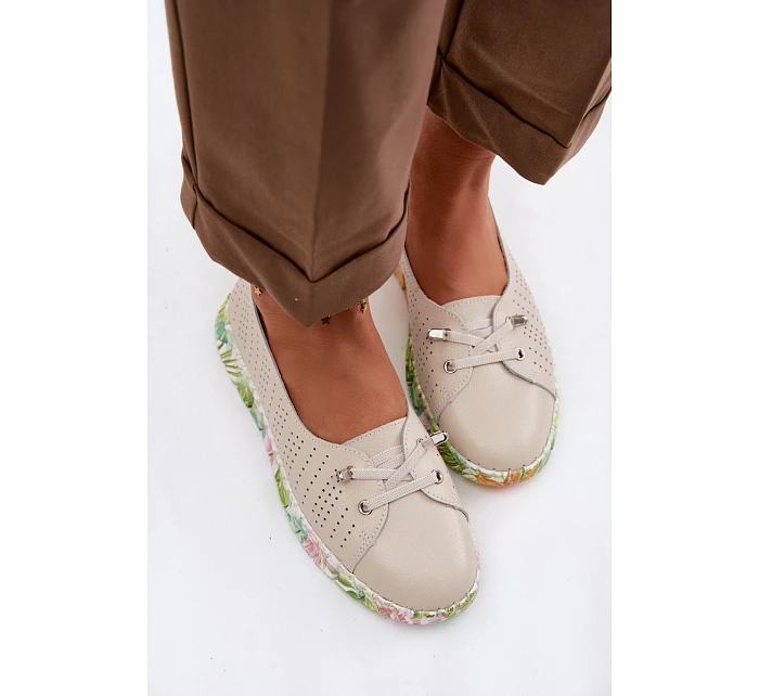 Kožené dámské polobotky model 22100343 Béžové - S.Barski Kožené dámské polobotky model 22100343 Béžové - S.Barski