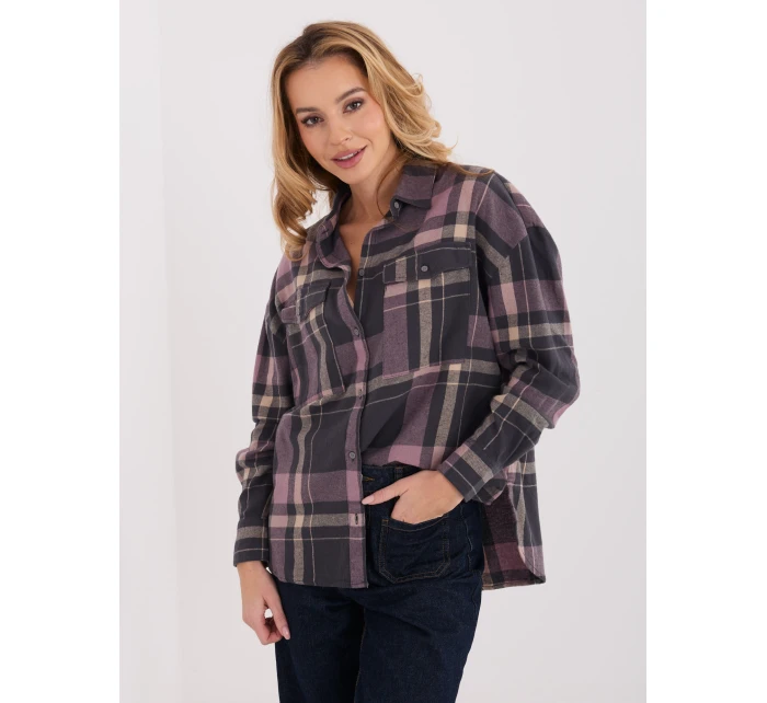 Košile D71720Z11085B šedorůžová Košile D71720Z11085B šedorůžová