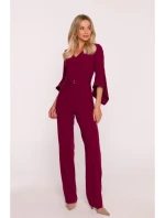 Kombinéza s rukávy bordó model 21319117 - STYLOVE Kombinéza s rukávy bordó model 21319117 - STYLOVE
