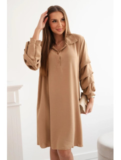 Oversized šaty s ozdobnými rukávy Camel