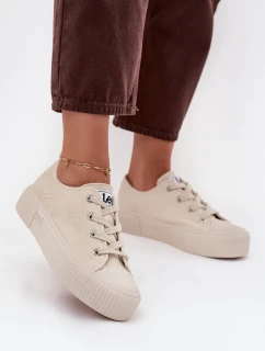 Dámské trampky na platformě LEE ISLA C WOMEN LOW – béžové