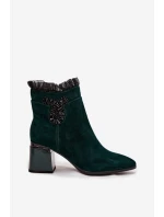 Dámské zateplené kotníkové boty z přírodního semiše D&A - lahvově zelená Dámské zateplené kotníkové boty z přírodního semiše D&A - lahvově zelená