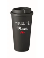 MILUJU TĚ MAMI - černý termohrnek 475 ml