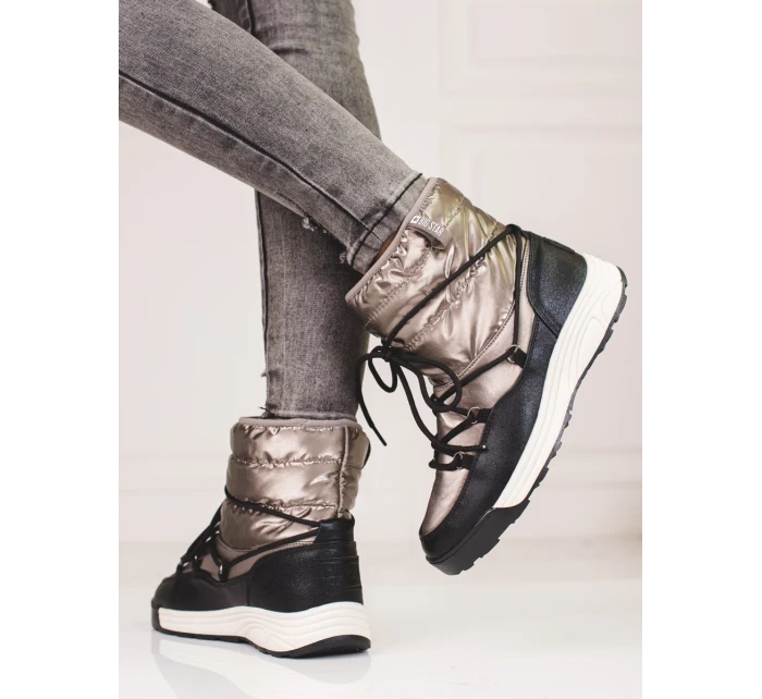 Komfortní  sněhule dámské zlaté bez podpatku